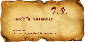 Tamás Valentin névjegykártya